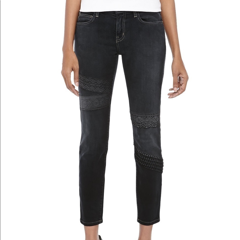 Current Elliott The Stiletto Black Lace Jeans 27